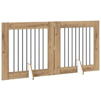 Hondenhekje met standaards 2 pcs Artisanaal eiken 80 x 80 cm 4