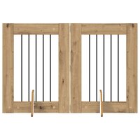Hondenhekje met standaards 2 pcs Artisanaal eiken 60 x 80 cm 2