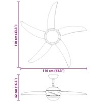 Plafondventilator met licht en afstandsbediening &Oslash; 110 cm 12
