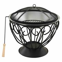 Vuurschaal en barbecue 2-in-1 met pook 59x59x60 cm rvs 2