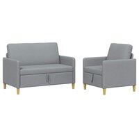 Bankenset met opbergruimte 2 pcs Lichtgrijs Polyester 2