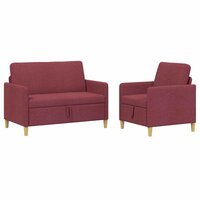 Bankenset met opbergruimte 2 pcs Wijnrood Polyester 2