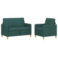 Bankenset met opbergruimte 2 pcs Donkergroen Polyester 2