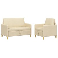 Bankenset met opbergruimte 2 pcs Cr&egrave;mekleurig Polyester 2