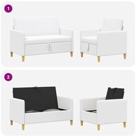 Bankenset met opbergruimte 2 pcs Wit Polyester 7