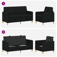 Bankenset met opbergruimte 2 pcs Zwart Polyester 3