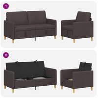 Bankenset met opbergruimte 2 pcs Donkerbruin Polyester 4