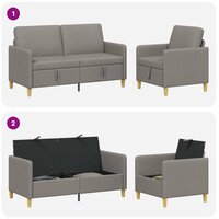 Bankenset met opbergruimte 2 pcs Taupe Polyester 4