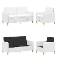 Bankenset met opbergruimte 2 pcs Wit Polyester 4