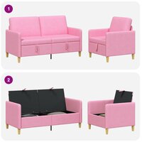 Bankenset met opbergruimte 2 pcs Roze Polyester 4