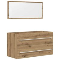 2-delige Badkamermeubelset bewerkt hout artisanaal eikenkleur 2