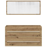 2-delige Badkamermeubelset bewerkt hout artisanaal eikenkleur 4