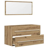 2-delige Badkamermeubelset bewerkt hout artisanaal eikenkleur 5