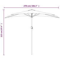 Balkonparasol half met aluminium paal 270x144x222 cm blauw 9