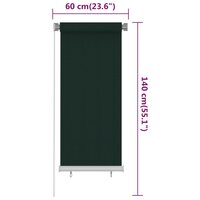Rolgordijn voor buiten 60x140 cm HDPE donkergroen 6
