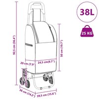 Boodschappentrolley Zwart 39,5 x 33 x 93 cm Oxford stof 12