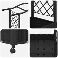 Verhoogde tuinbak met Trellis en Dak Zwart 124 x 40 x 129 cm PP 6