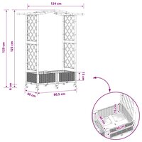 Verhoogde tuinbak met Trellis en Dak Grijs 124 x 40 x 129 cm PP 9