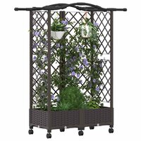 Verhoogde tuinbak met Trellis en Dak Bruin 124 x 40 x 129 cm PP 3