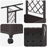 Verhoogde tuinbak met Trellis en Dak Bruin 122,5 x 40 x 127 cm PP 6
