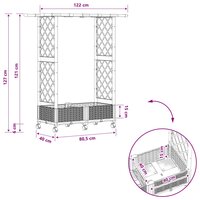 Verhoogde tuinbak met Trellis en Dak Bruin 122,5 x 40 x 127 cm PP 9