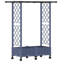 Verhoogde tuinbak met Trellis en Dak Grijs 122,5 x 40 x 127 cm PP 2