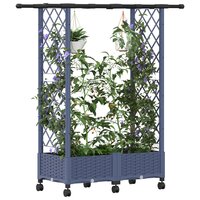 Verhoogde tuinbak met Trellis en Dak Grijs 122,5 x 40 x 127 cm PP 3