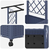 Verhoogde tuinbak met Trellis en Dak Grijs 122,5 x 40 x 127 cm PP 6