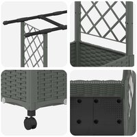 Verhoogde tuinbak met Trellis en Dak Lichtgrijs 122,5 x 40 x 127 cm 6