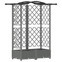 Verhoogde tuinbak met Trellis en Dak Lichtgrijs 124 x 40 x 123 cm PP 2