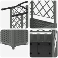Verhoogde tuinbak met Trellis en Dak Lichtgrijs 124 x 40 x 123 cm PP 6