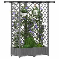 Verhoogde tuinbak met Trellis en Dak Lichtgrijs 124 x 40 x 121 cm PP 3