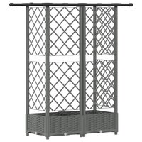 Verhoogde tuinbak met Trellis en Dak Lichtgrijs 124 x 40 x 121 cm PP 5