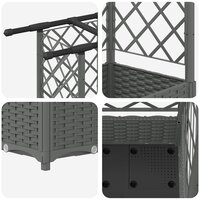 Verhoogde tuinbak met Trellis en Dak Lichtgrijs 124 x 40 x 121 cm PP 6