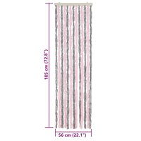 Vliegengordijn 56x185 cm chenille zilvergrijs en roze 7