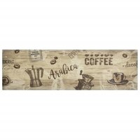 Keukenmat wasbaar koffieprint 45x150 cm fluweel bruin 2