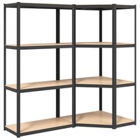 Opbergrek 4-laags 2 st staal &amp; bewerkt hout antracietkleurig 2