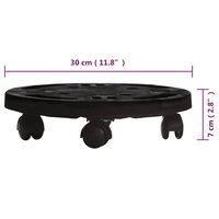 Plantentrolley met wielen 170 kg diameter 30 cm zwart 7