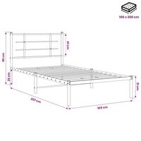Bedframe met hoofdbord metaal zwart 100x200 cm 10