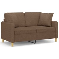 Tweezitsbank met sierkussens 120 cm stof bruin 2