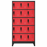 Lockerkast 90x40x180 cm staal antracietkleurig en rood 2