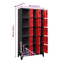 Lockerkast 90x40x180 cm staal antracietkleurig en rood 8