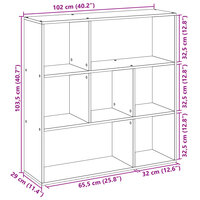 Kamerscherm / boekenkast 102x29x103,5 cm hout oud houtkleurig 11