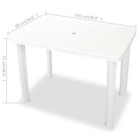 Tuintafel 101x68x72 cm kunststof wit 5