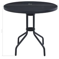 Tuintafel 80 cm staal en glas zwart 4