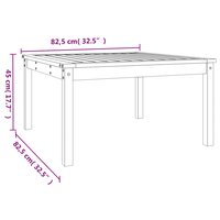 Tuintafel 82,5x82,5x45 cm massief grenenhout wit 8