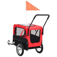 Huisdierenfietskar en joggingbuggy 2-in-1 rood en zwart 4