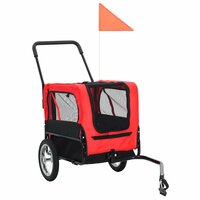 Huisdierenfietskar en joggingbuggy 2-in-1 rood en zwart 11