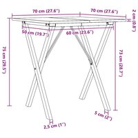 Eettafel X-frame 70x70x75 cm massief grenenhout en staal 10