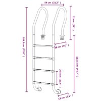 Zwembadladder 54x38x184,5 cm 304 roestvrij staal 6